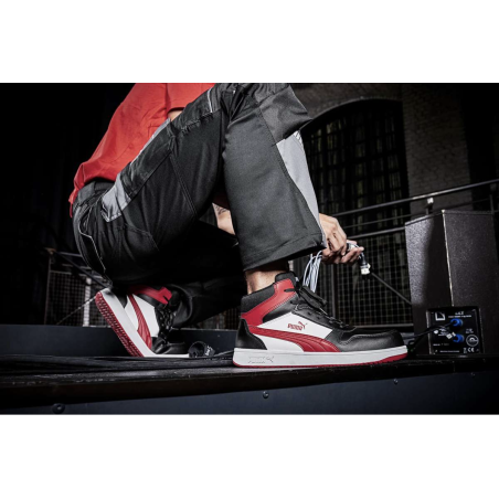 Chaussure de sécurité FRONTCOURT MID BLK/WHT/RED PUMA SAFETY