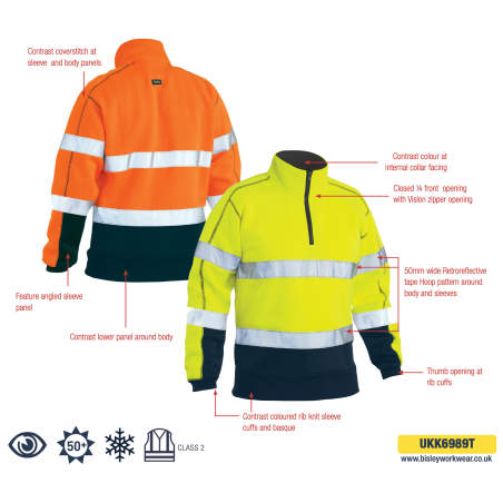 PULL EN POLAIRE À HAUTE VISIBILITÉ AVEC ZIP 1/4